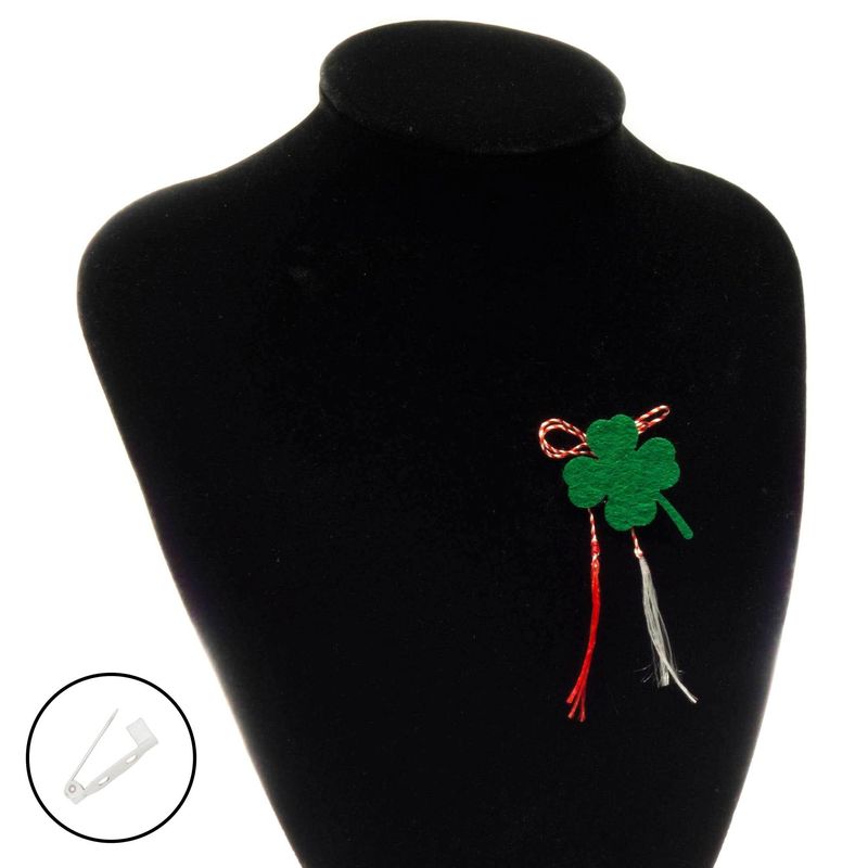 Market - Cadouri - Martisoare - Martisor Brosa, Buticcochet, trifoi cu patru foi, din fetru, verde - MR491 - Infinity.ro