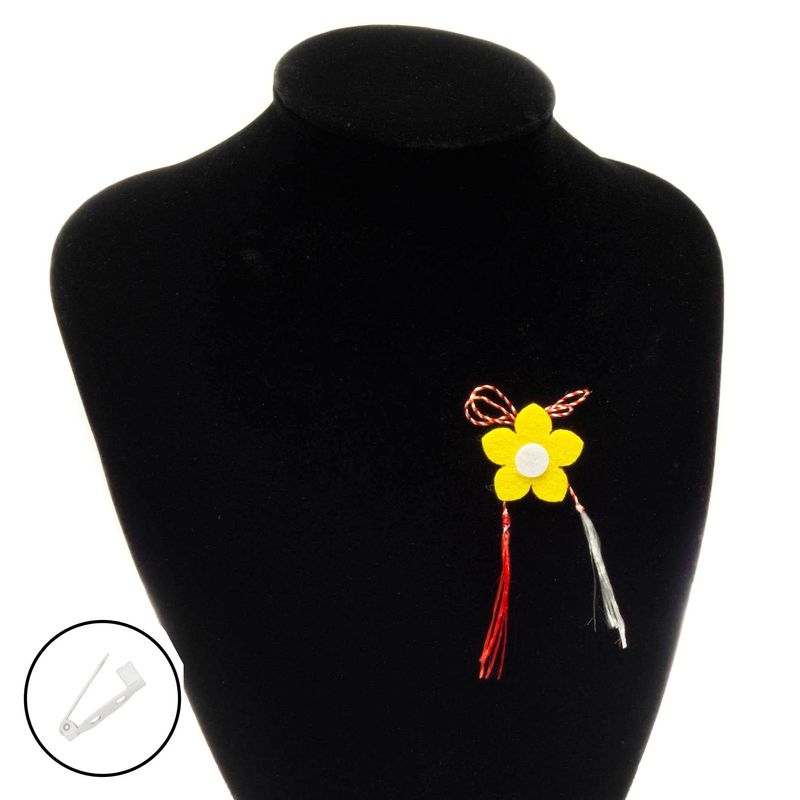 Market - Cadouri - Martisoare - Martisor Brosa, Buticcochet, Narcisa, din fetru, Galben cu alb - MR495 - Infinity.ro