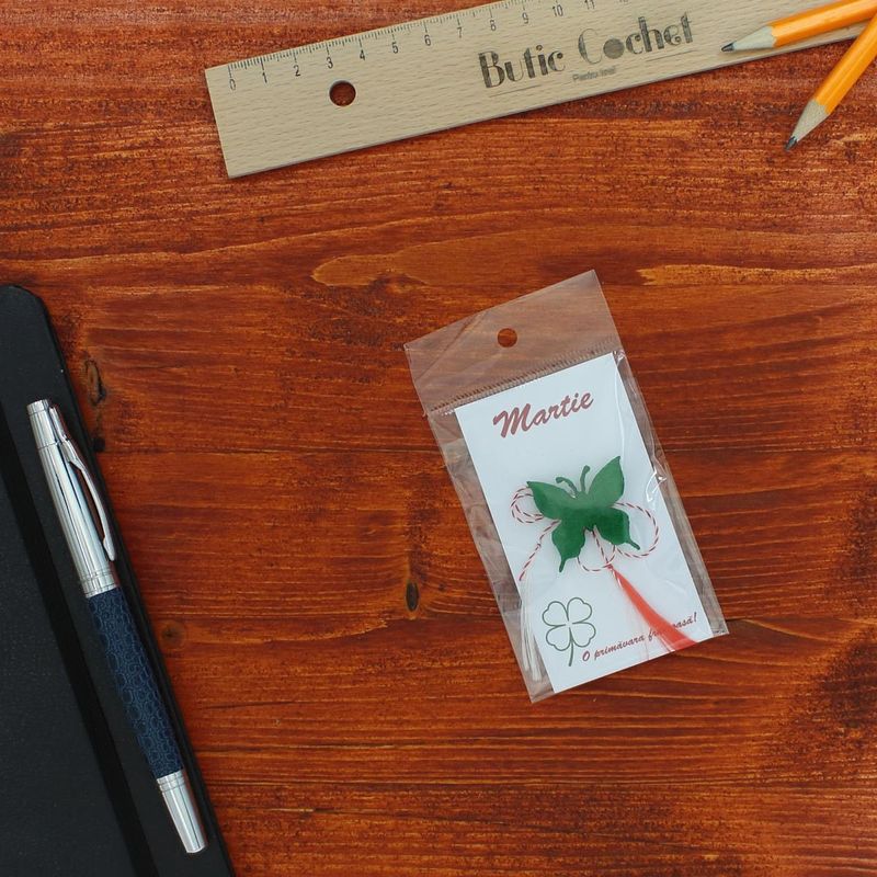 Market - Cadouri - Martisoare - Martisor Brosa, Buticcochet, fluturas, din fetru, 3 cm, Verde - MR530 - Infinity.ro