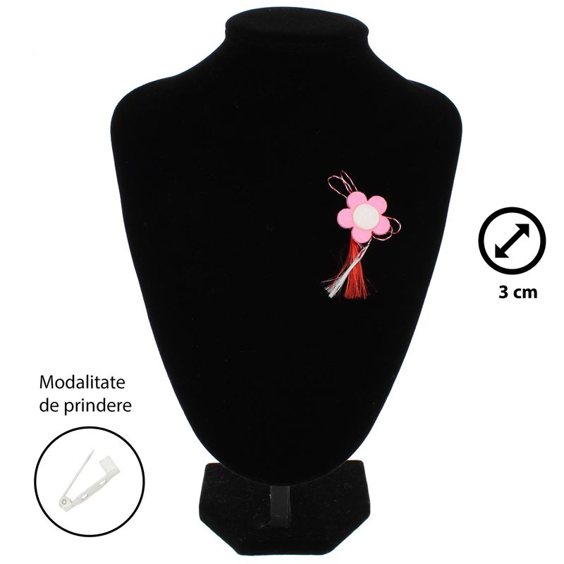 Market - Cadouri - Martisoare - Martisor Brosa, Buticcochet, floare, din fetru, 3 cm, Roz - MR532 - Infinity.ro