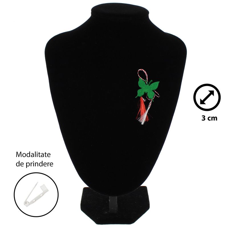 Market - Cadouri - Martisoare - Martisor Brosa, Buticcochet, fluturas, din fetru, 3 cm, Verde - MR530 - Infinity.ro