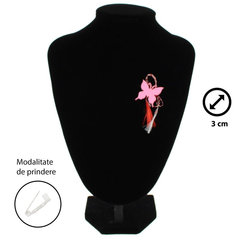 Market - Cadouri - Martisoare - Martisor Brosa, Buticcochet, fluturas, din fetru, 3 cm, Roz - MR529 - Infinity.ro