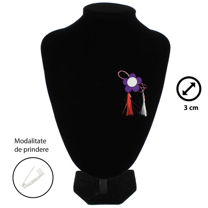 Market - Cadouri - Martisoare - Martisor Brosa, Buticcochet, floare, din fetru, 3 cm, Mov - MR533 - Infinity.ro