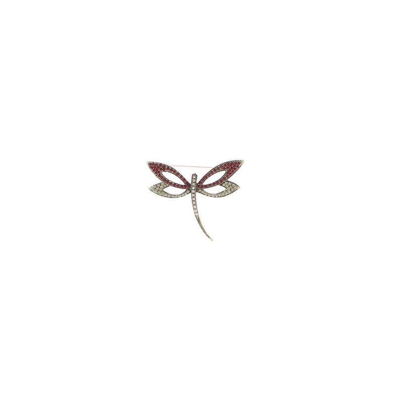 Market - Cadouri - Martisoare - Martisor Brosa, Buticcochet, din metal, Libelula, 6x5 cm, Rosu - MR564 - Infinity.ro