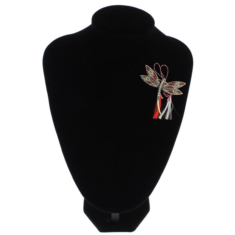 Market - Cadouri - Martisoare - Martisor Brosa, Buticcochet, din metal, Libelula, 6x5 cm, Rosu - MR562 - Infinity.ro