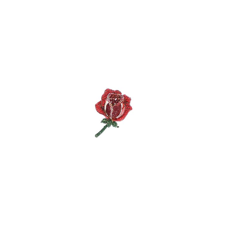 Market - Cadouri - Martisoare - Martisor Brosa, Buticcochet, din metal, Trandafir, 4x6 cm, Rosu - MR570 - Infinity.ro