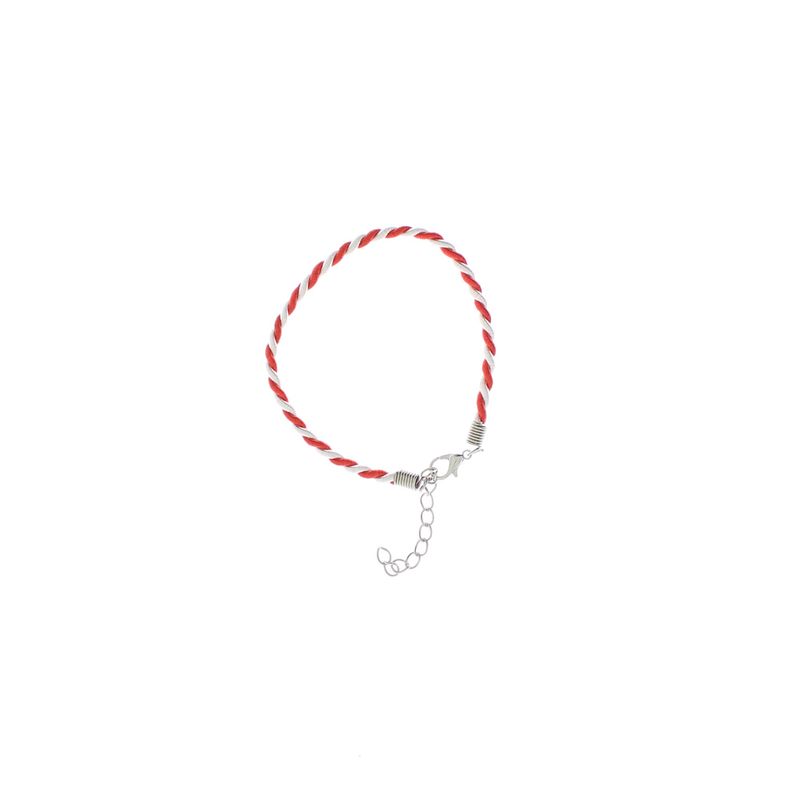 Market - Cadouri - Martisoare - Bratara martisor, Buticcochet, din material textil, 18 cm, Alb cu Rosu - MR657 - Infinity.ro