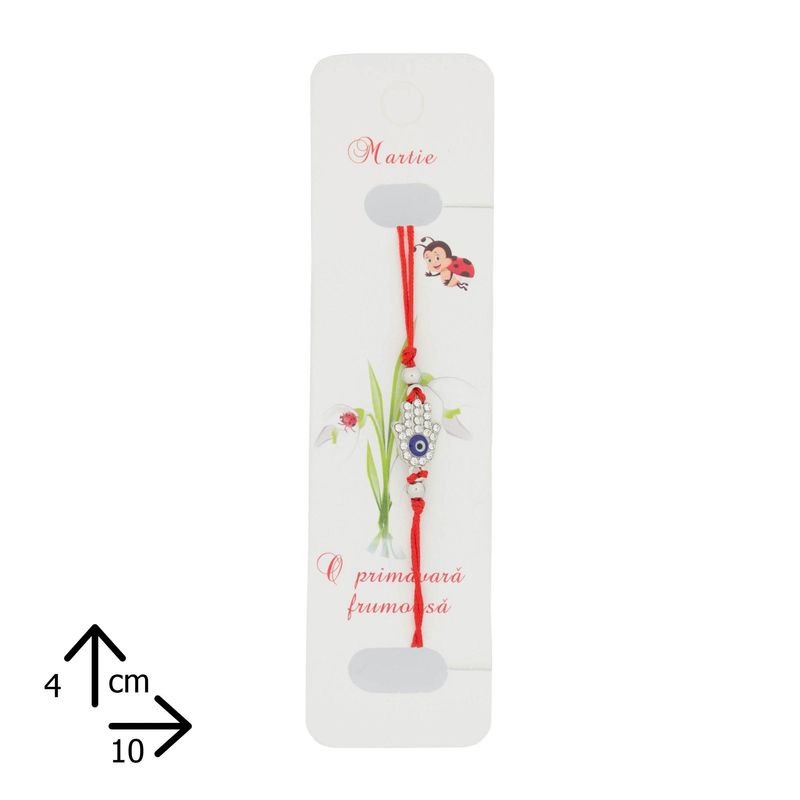 Market - Cadouri - Martisoare - Martisor, Bratara reglabila, Rosu, Mana Fatimei argintie - MR256 - Infinity.ro