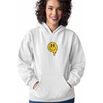 Fashion, accesorii si bijuterii - Femei - Imbracaminte femei - Hanorace femei - Hanorac Femei Emoji Smile Topit, alb, marime 2XL - Infinity.ro