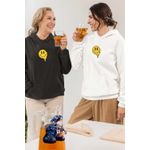 Fashion, accesorii si bijuterii - Femei - Imbracaminte femei - Hanorace femei - Hanorac Femei Emoji Smile Topit, alb, marime 2XL - Infinity.ro