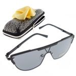 Fashion, accesorii si bijuterii - Femei - Accesorii femei - Ochelari de soare femei - Ochelari de soare, Unisex, Fashion, Negru cu rama metalica, lentila gri - OCS324 - Infinity.ro