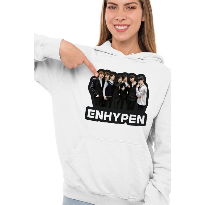 Fashion, accesorii si bijuterii - Femei - Imbracaminte femei - Hanorace femei - Hanorac Femei Enhypen All Gang Kpop Merch, alb, marime 2XL - Infinity.ro