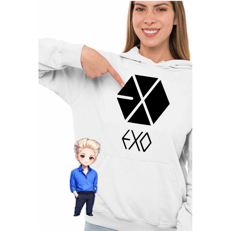 Fashion, accesorii si bijuterii - Femei - Imbracaminte femei - Hanorace femei - Hanorac Femei EXO Kpop Merch, alb, marime 2XL - Infinity.ro