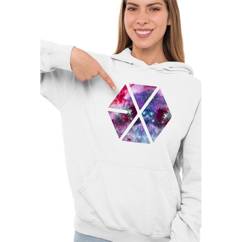Fashion, accesorii si bijuterii - Femei - Imbracaminte femei - Hanorace femei - Hanorac Femei EXO Kpop Cosmos Vibe Merch, alb, marime 2XL - Infinity.ro