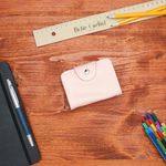 Fashion, accesorii si bijuterii - Femei - Accesorii femei - Portofele femei - Port card, din piele naturala, ButicCochet, 10 x 7 cm, Roz pal - PR743 - Infinity.ro