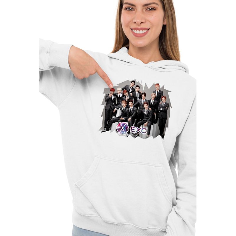 Fashion, accesorii si bijuterii - Femei - Imbracaminte femei - Hanorace femei - Hanorac Femei EXO Kpop Party, alb, marime 2XL - Infinity.ro