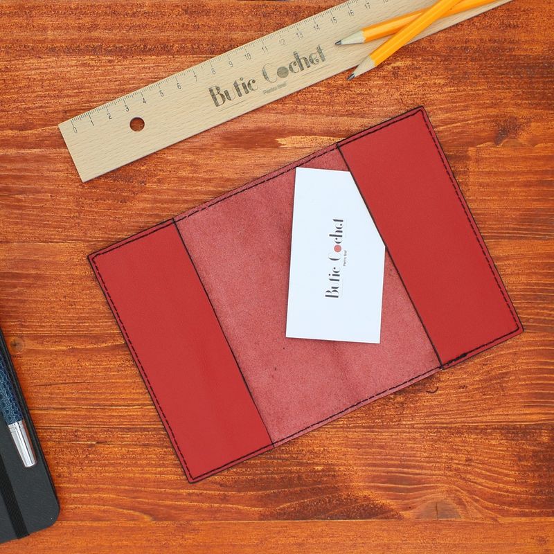 Fashion, accesorii si bijuterii - Femei - Accesorii femei - Portofele femei - Husa pasaport, piele naturala, ButicCochet, 10x13x0.5 cm, Rosu - PR875 - Infinity.ro