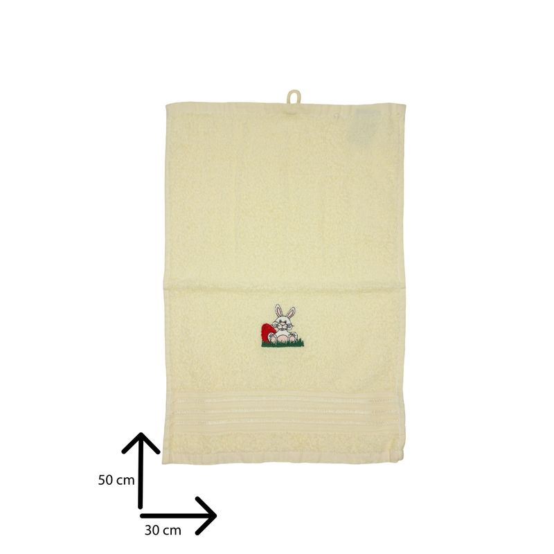 Casa si Gradina - Textile si covoare - Textile baie - Prosoape - Prosop brodat, Crem, 30x50 cm, 100% bumbac, Buticcochet, cu motive de Paste, Iepuras - PROS221 - Infinity.ro