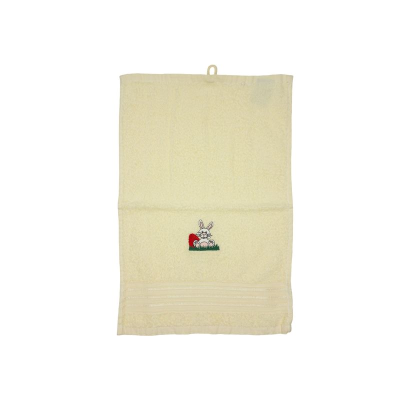Casa si Gradina - Textile si covoare - Textile baie - Prosoape - Prosop brodat, Crem, 30x50 cm, 100% bumbac, Buticcochet, cu motive de Paste, Iepuras - PROS221 - Infinity.ro