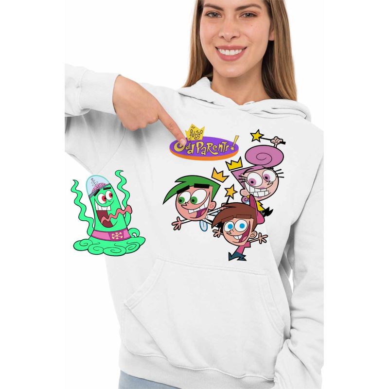 Fashion, accesorii si bijuterii - Femei - Imbracaminte femei - Hanorace femei - Hanorac Femei Fairly Odd Parents Team Timmy Wanda Cosmo Nasii mei Vrajitori, alb, marime 2XL - Infinity.ro