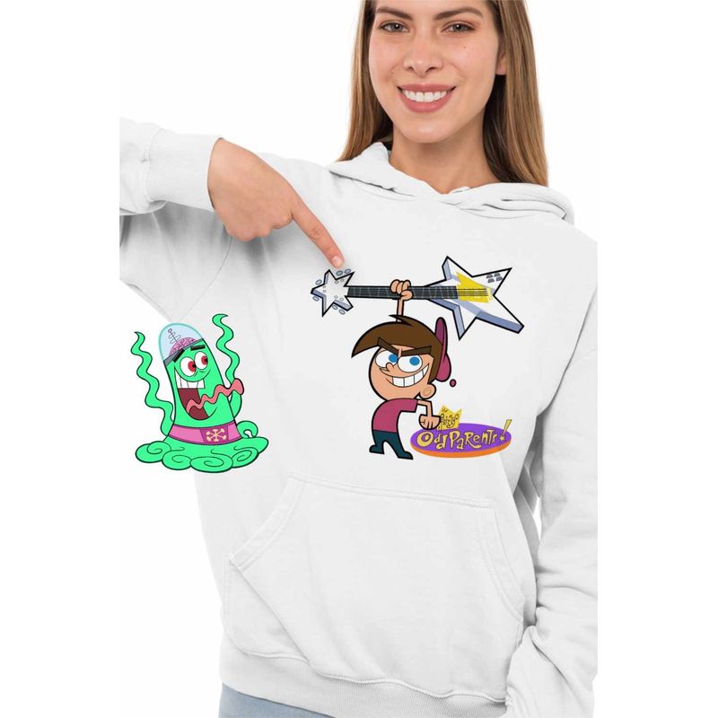 Fashion, accesorii si bijuterii - Femei - Imbracaminte femei - Hanorace femei - Hanorac Femei Fairly Odd Parents Timmy Turner Chitara Nasii mei Vrajitori, alb, marime 2XL - Infinity.ro