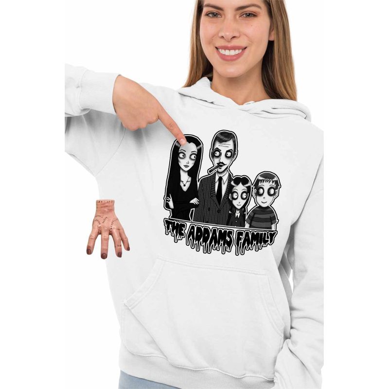 Fashion, accesorii si bijuterii - Femei - Imbracaminte femei - Hanorace femei - Hanorac Femei Familia Addams Mormantul Vesel Horror Halloween Morticia, alb, marime 2XL - Infinity.ro