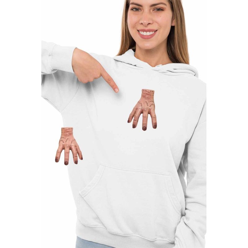 Fashion, accesorii si bijuterii - Femei - Imbracaminte femei - Hanorace femei - Hanorac Femei Familia Addams Hand Mana Halloween Horror Scoala, alb, marime 2XL - Infinity.ro
