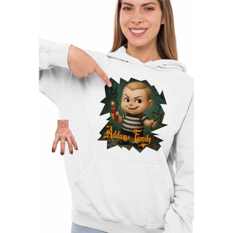 Fashion, accesorii si bijuterii - Femei - Imbracaminte femei - Hanorace femei - Hanorac Femei Familia Addams Pugsley Cimitir Dinamita Halloween Horror Cosplay, alb, marime 2XL - Infinity.ro