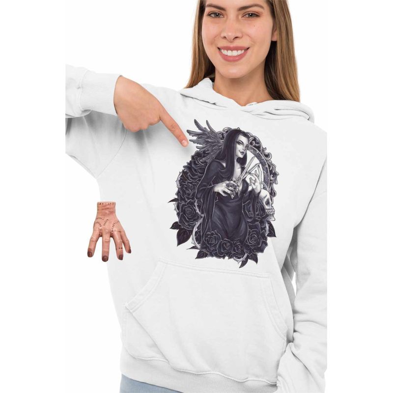 Fashion, accesorii si bijuterii - Femei - Imbracaminte femei - Hanorace femei - Hanorac Femei Familia Addams Morticia Foarfec Unghii Horror Halloween Regina, alb, marime 2XL - Infinity.ro