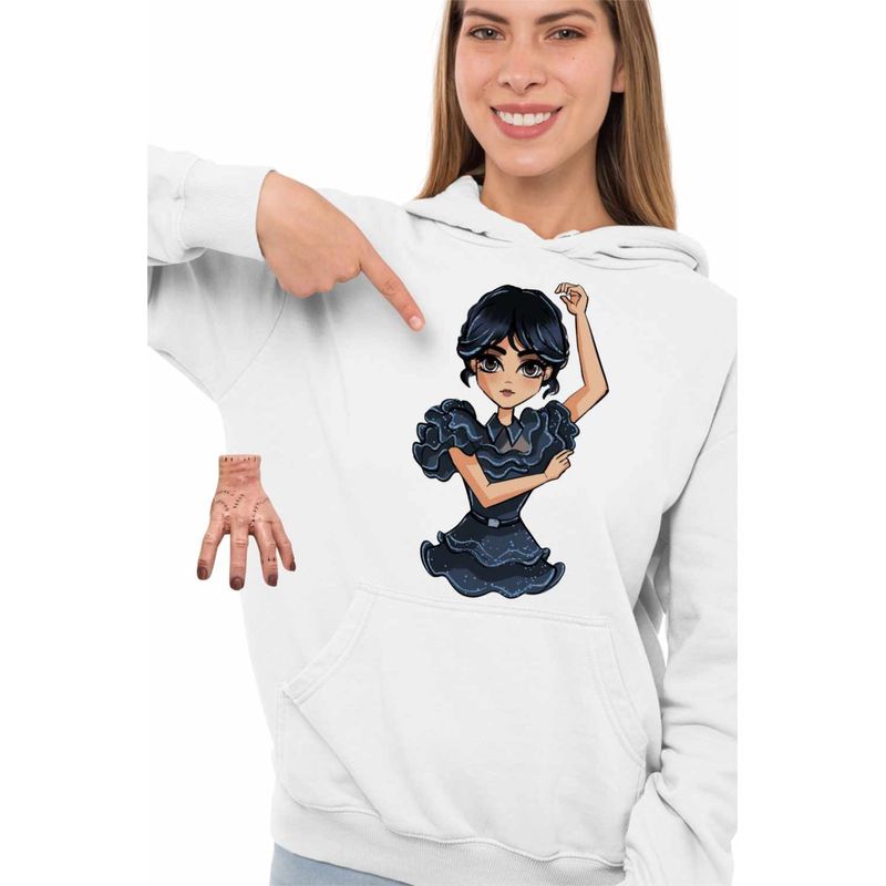 Fashion, accesorii si bijuterii - Femei - Imbracaminte femei - Hanorace femei - Hanorac Femei Familia Addams Wednesday Dans Horror Halloween Arte Scoala, alb, marime 2XL - Infinity.ro