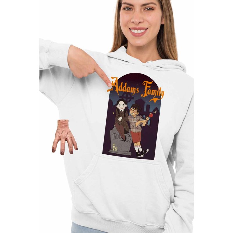 Fashion, accesorii si bijuterii - Femei - Imbracaminte femei - Hanorace femei - Hanorac Femei Familia Addams Wednesday Horror Cimitir Halloween Valenines Day Dragobete Cupidon, alb, marime 2XL - Infinity.ro