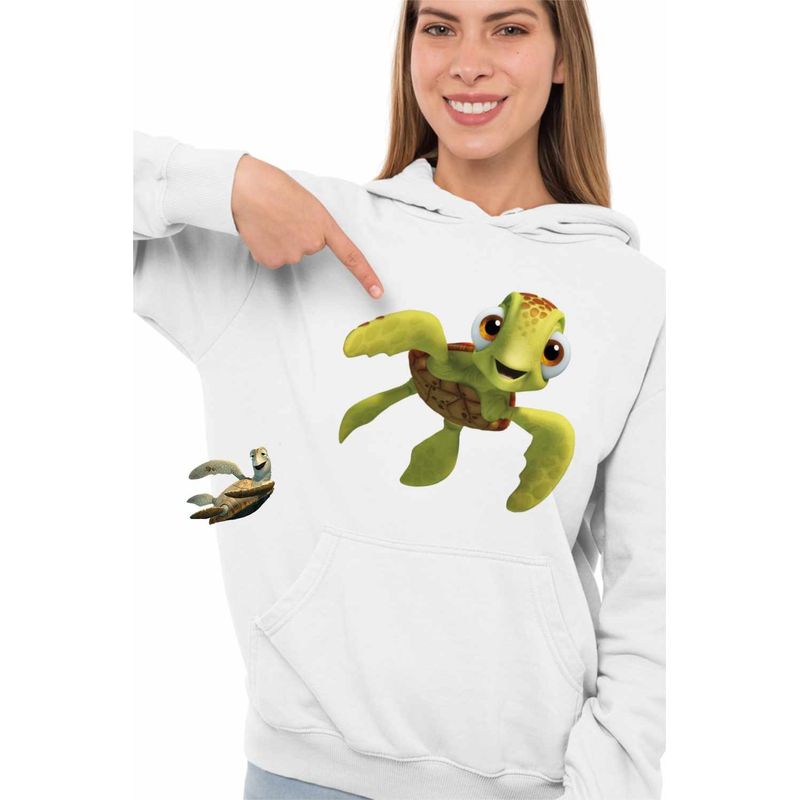 Fashion, accesorii si bijuterii - Femei - Imbracaminte femei - Hanorace femei - Hanorac Femei Finding Nemo Broasca Testoasa Squirt Ocean Viata Marina, alb, marime 2XL - Infinity.ro
