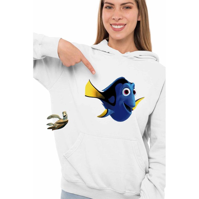 Fashion, accesorii si bijuterii - Femei - Imbracaminte femei - Hanorace femei - Hanorac Femei Finding Nemo Dory Dora Viata Marina, alb, marime 2XL - Infinity.ro