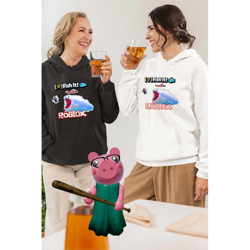 Fashion, accesorii si bijuterii - Femei - Imbracaminte femei - Hanorace femei - Hanorac Femei Fish it Roblox Pescar Marin Monster, alb, marime 2XL - Infinity.ro