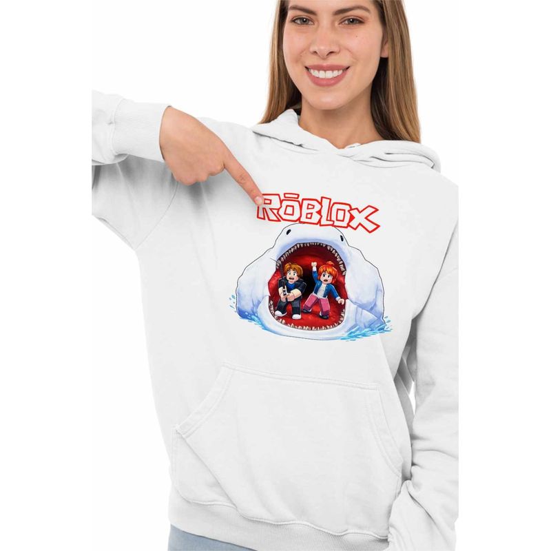 Fashion, accesorii si bijuterii - Femei - Imbracaminte femei - Hanorace femei - Hanorac Femei Fish it Pescar Roblox Sea Monster, alb, marime 2XL - Infinity.ro