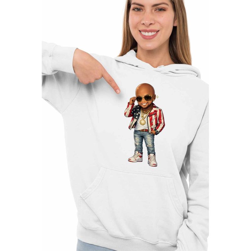 Fashion, accesorii si bijuterii - Femei - Imbracaminte femei - Hanorace femei - Hanorac Femei Flo Rida Anime Cartoon, alb, marime 2XL - Infinity.ro