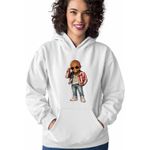 Fashion, accesorii si bijuterii - Femei - Imbracaminte femei - Hanorace femei - Hanorac Femei Flo Rida Anime Cartoon, alb, marime 2XL - Infinity.ro