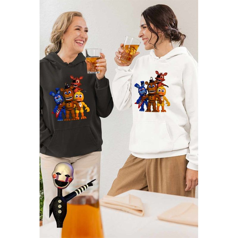 Fashion, accesorii si bijuterii - Femei - Imbracaminte femei - Hanorace femei - Hanorac Femei FNAF All Team Five Nights at Freddy Horror Halloween, alb, marime 2XL - Infinity.ro