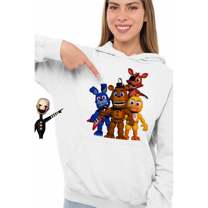 Fashion, accesorii si bijuterii - Femei - Imbracaminte femei - Hanorace femei - Hanorac Femei FNAF All Team Five Nights at Freddy Horror Halloween, alb, marime 2XL - Infinity.ro