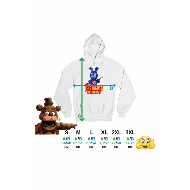 Fashion, accesorii si bijuterii - Femei - Imbracaminte femei - Hanorace femei - Hanorac Femei Fnaf Bonnie Five Nights at Freddy Horror Halloween, alb, marime 2XL - Infinity.ro