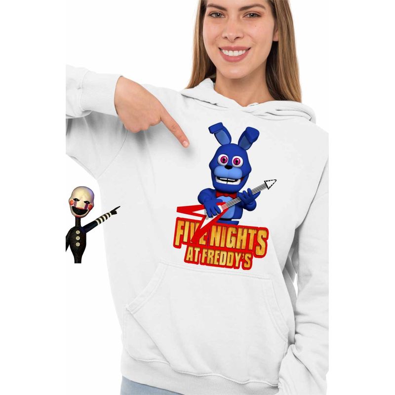 Fashion, accesorii si bijuterii - Femei - Imbracaminte femei - Hanorace femei - Hanorac Femei Fnaf Bonnie Five Nights at Freddy Horror Halloween, alb, marime 2XL - Infinity.ro