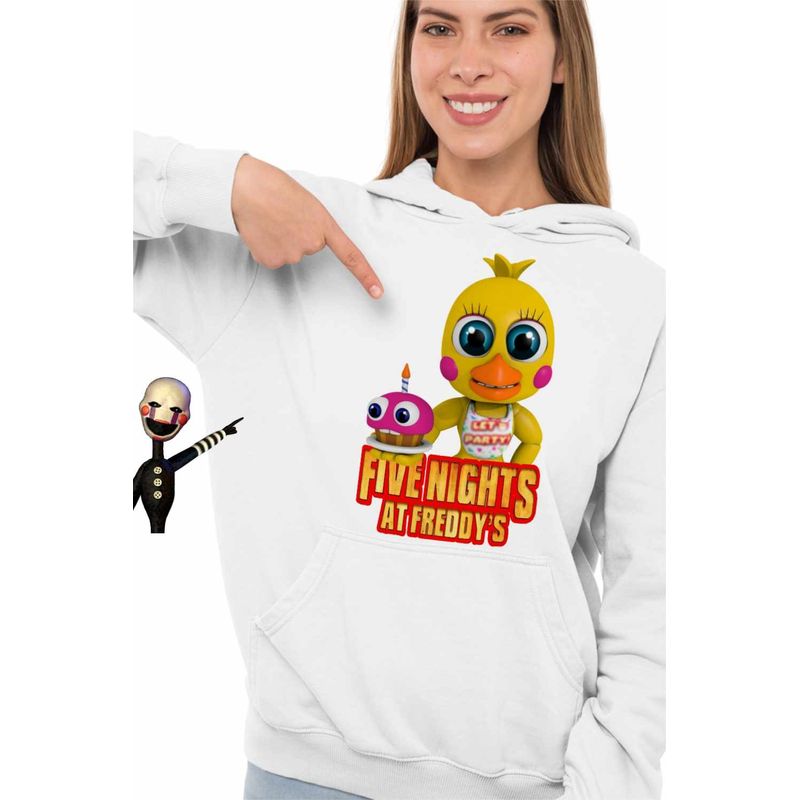 Fashion, accesorii si bijuterii - Femei - Imbracaminte femei - Hanorace femei - Hanorac Femei Fnaf Chica Five Nights at Freddy Horror Halloween, alb, marime 2XL - Infinity.ro