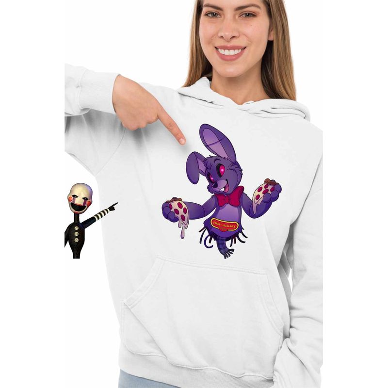 Fashion, accesorii si bijuterii - Femei - Imbracaminte femei - Hanorace femei - Hanorac Femei Fnaf Bonnie Pizza Robot Five Nights at Freddy Horror Halloween, alb, marime 2XL - Infinity.ro