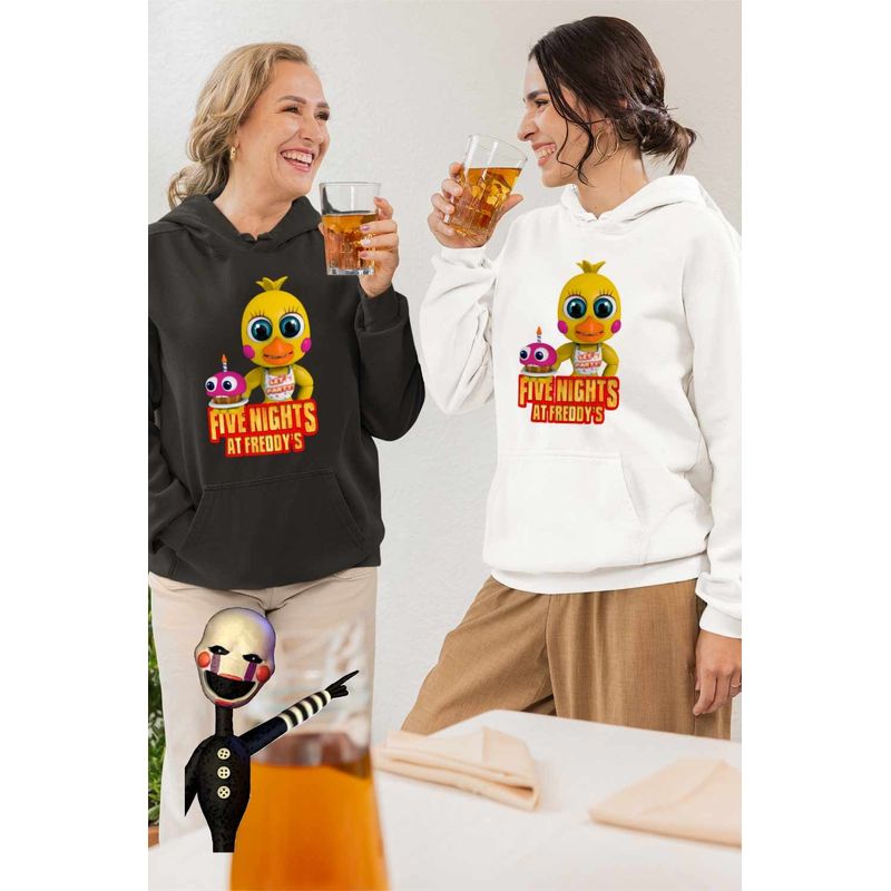Fashion, accesorii si bijuterii - Femei - Imbracaminte femei - Hanorace femei - Hanorac Femei Fnaf Chica Five Nights at Freddy Horror Halloween, alb, marime 2XL - Infinity.ro