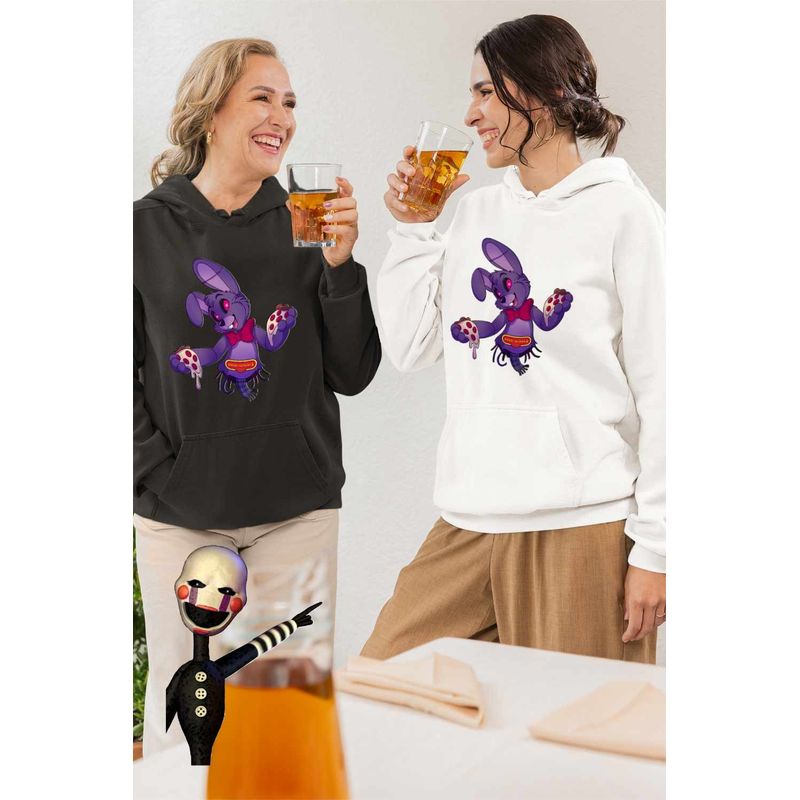 Fashion, accesorii si bijuterii - Femei - Imbracaminte femei - Hanorace femei - Hanorac Femei Fnaf Bonnie Pizza Robot Five Nights at Freddy Horror Halloween, alb, marime 2XL - Infinity.ro