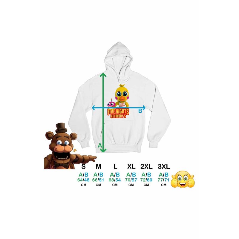 Fashion, accesorii si bijuterii - Femei - Imbracaminte femei - Hanorace femei - Hanorac Femei Fnaf Chica Five Nights at Freddy Horror Halloween, alb, marime 2XL - Infinity.ro