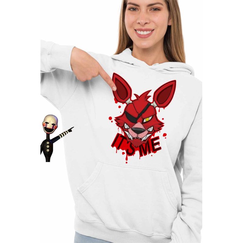 Fashion, accesorii si bijuterii - Femei - Imbracaminte femei - Hanorace femei - Hanorac Femei Fnaf Foxy Its Me Five Nights at Freddy Horror Halloween, alb, marime 2XL - Infinity.ro