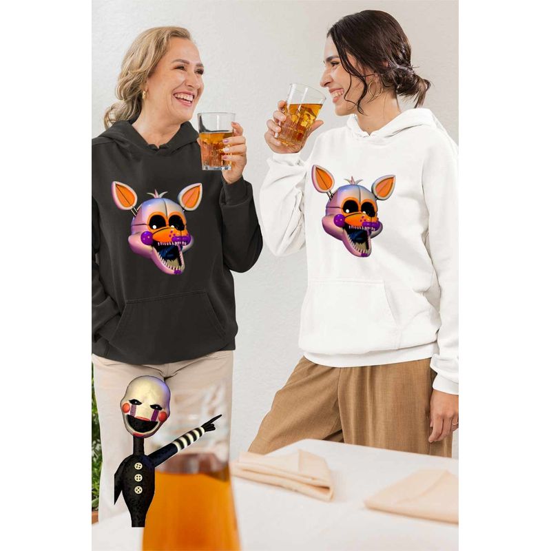 Fashion, accesorii si bijuterii - Femei - Imbracaminte femei - Hanorace femei - Hanorac Femei Fnaf Funtime Foxy Five Nights at Freddy Horror Halloween, alb, marime 2XL - Infinity.ro