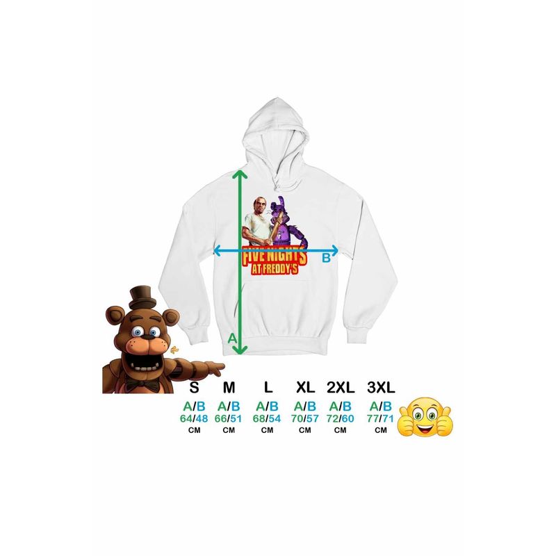 Fashion, accesorii si bijuterii - Femei - Imbracaminte femei - Hanorace femei - Hanorac Femei Fnaf GTA5 Five Nights at Freddy Horror Halloween, alb, marime 2XL - Infinity.ro