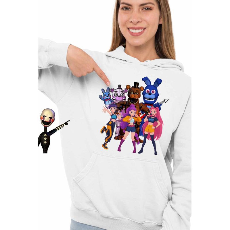 Fashion, accesorii si bijuterii - Femei - Imbracaminte femei - Hanorace femei - Hanorac Femei Fnaf Huntrix K-pop Demon Hunters Five Nights at Freddy Horror Halloween, alb, marime 2XL - Infinity.ro